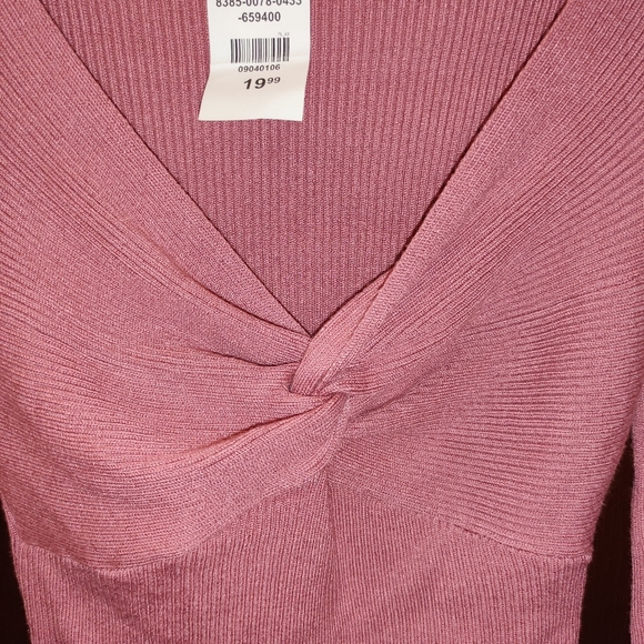 NWT Pink Ribbed Front Tie Shirt - Picture 2 of 4